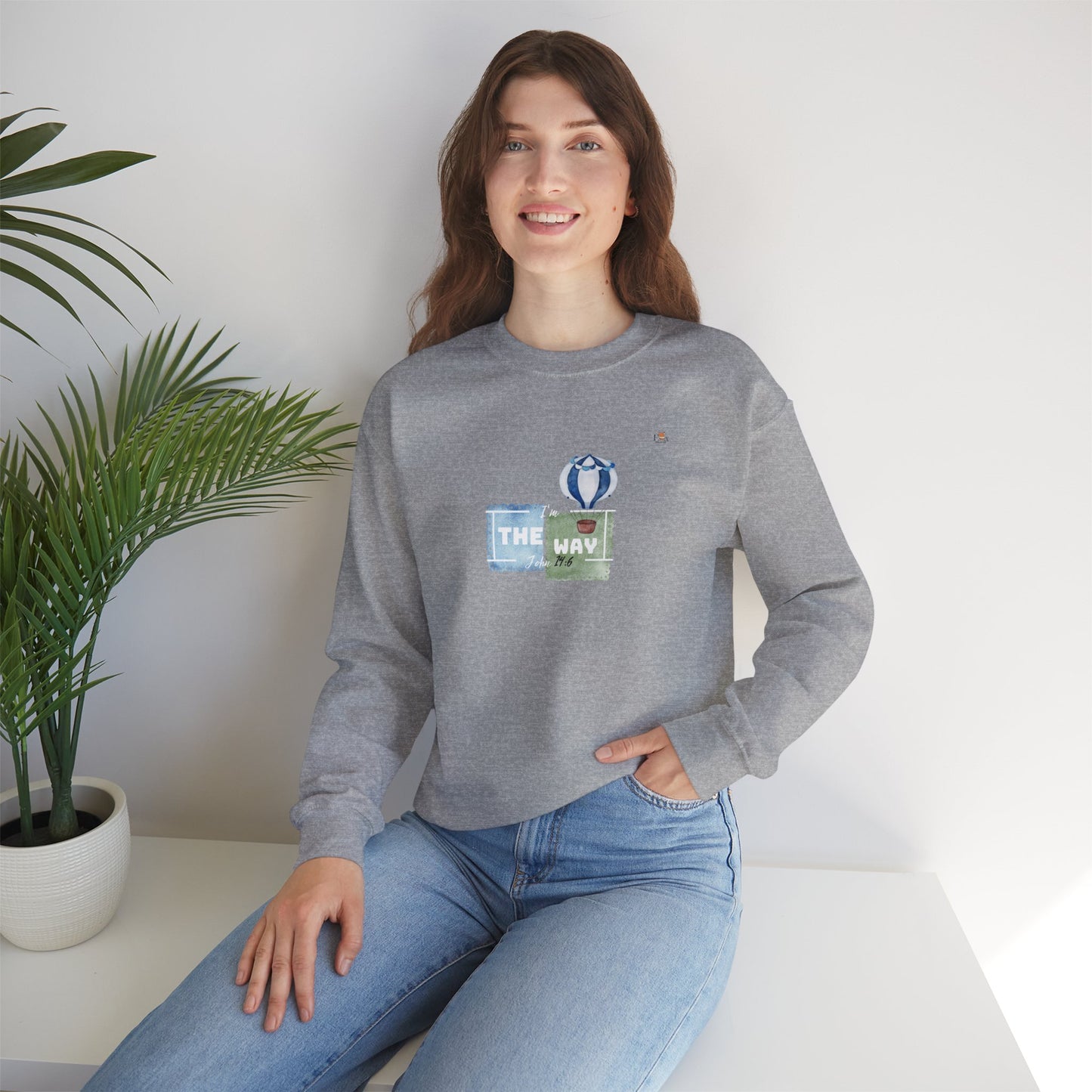 I Am The Way whit with Hot Air Balloons- Unisex Crewneck Sweatshirt