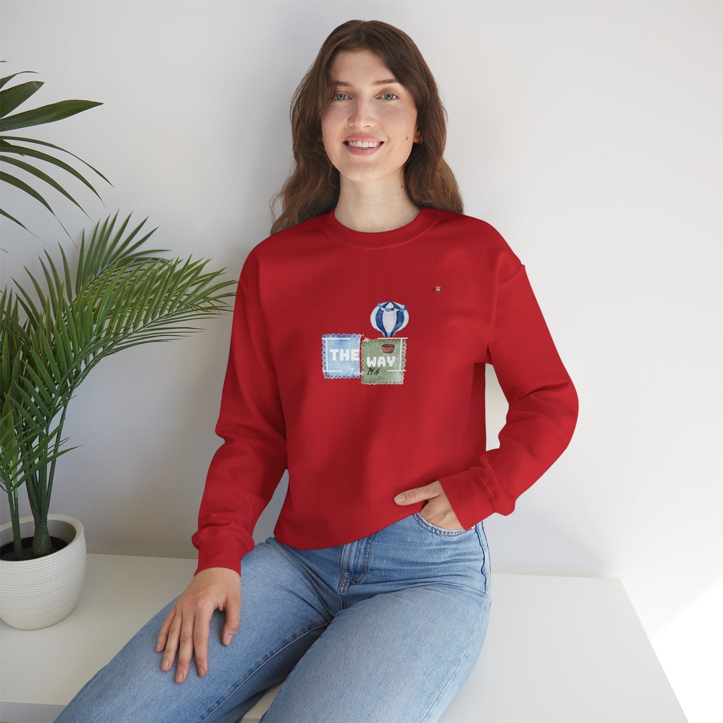 I Am The Way whit with Hot Air Balloons- Unisex Crewneck Sweatshirt