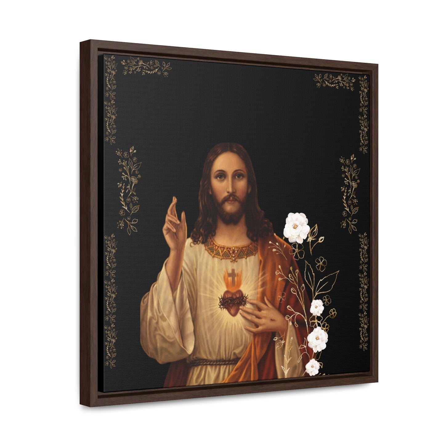 The Sacred Heart Of Jesus -White Roses