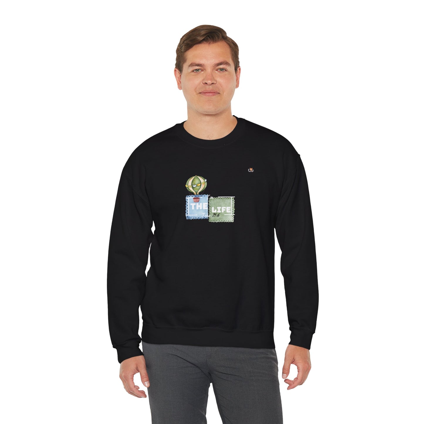 I Am The Life- Unisex  Dark Heather Crewneck Sweatshirt