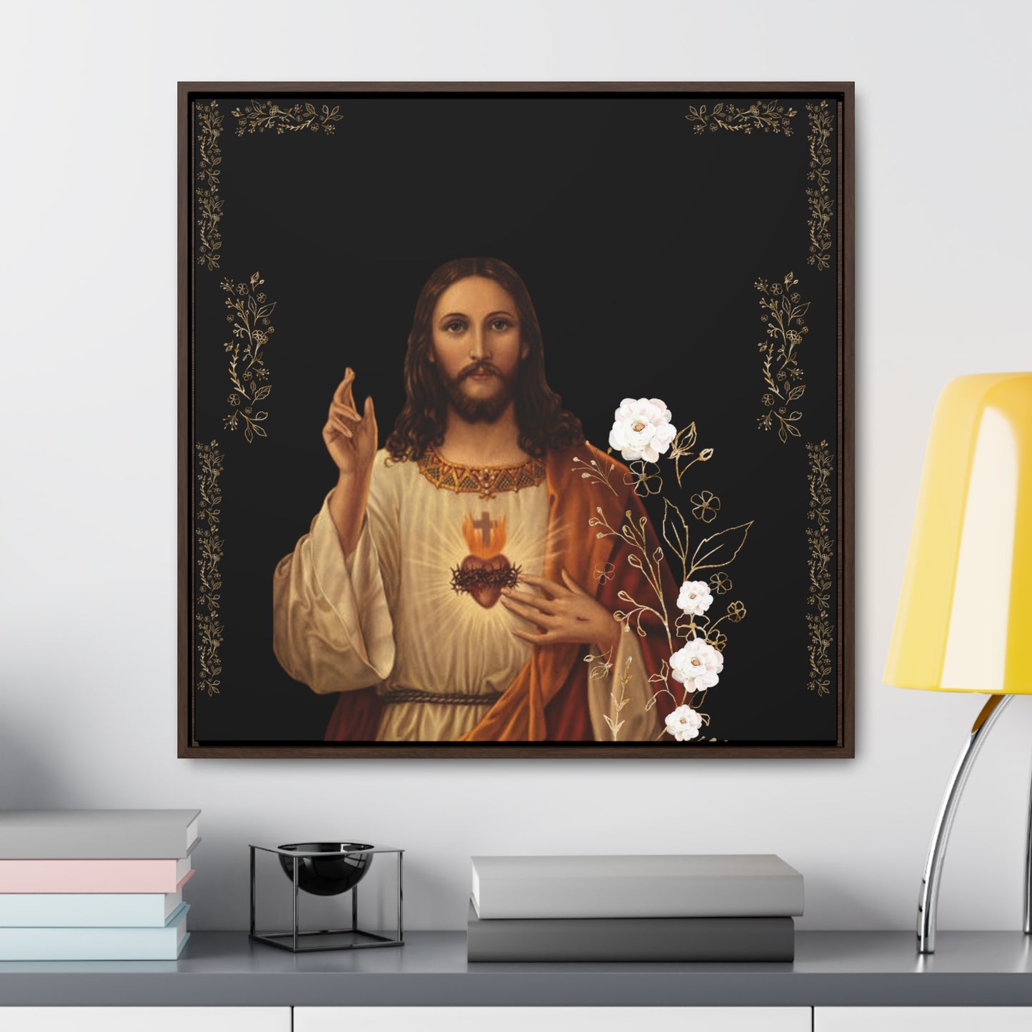 The Sacred Heart Of Jesus -White Roses