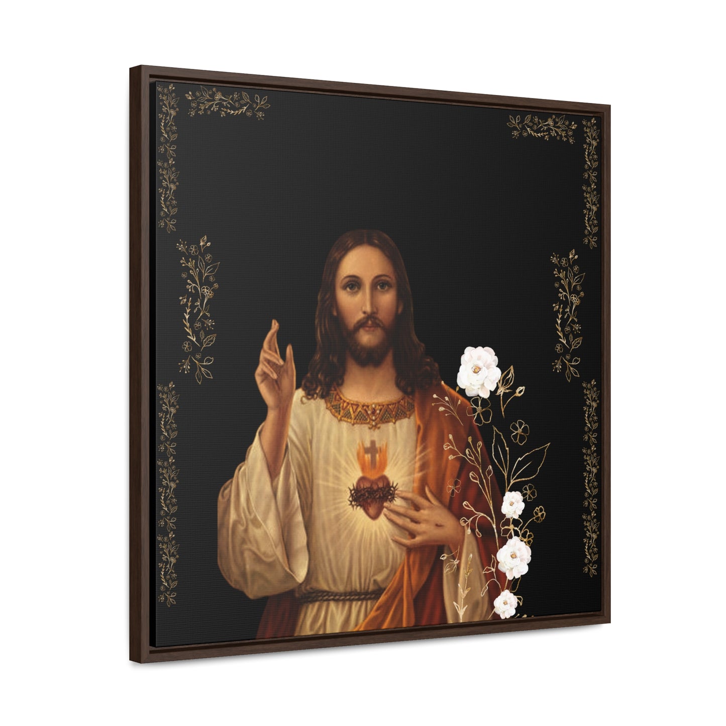 The Sacred Heart Of Jesus -White Roses