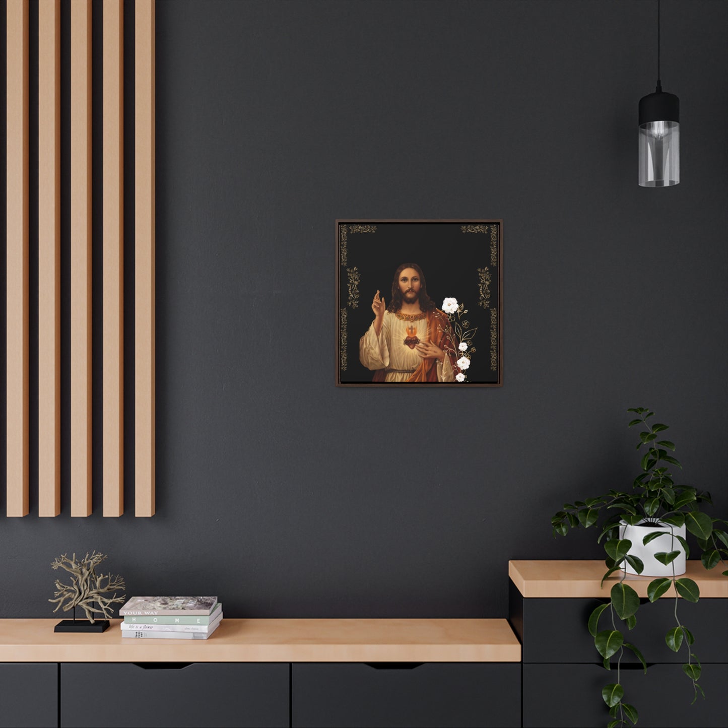 The Sacred Heart Of Jesus -White Roses