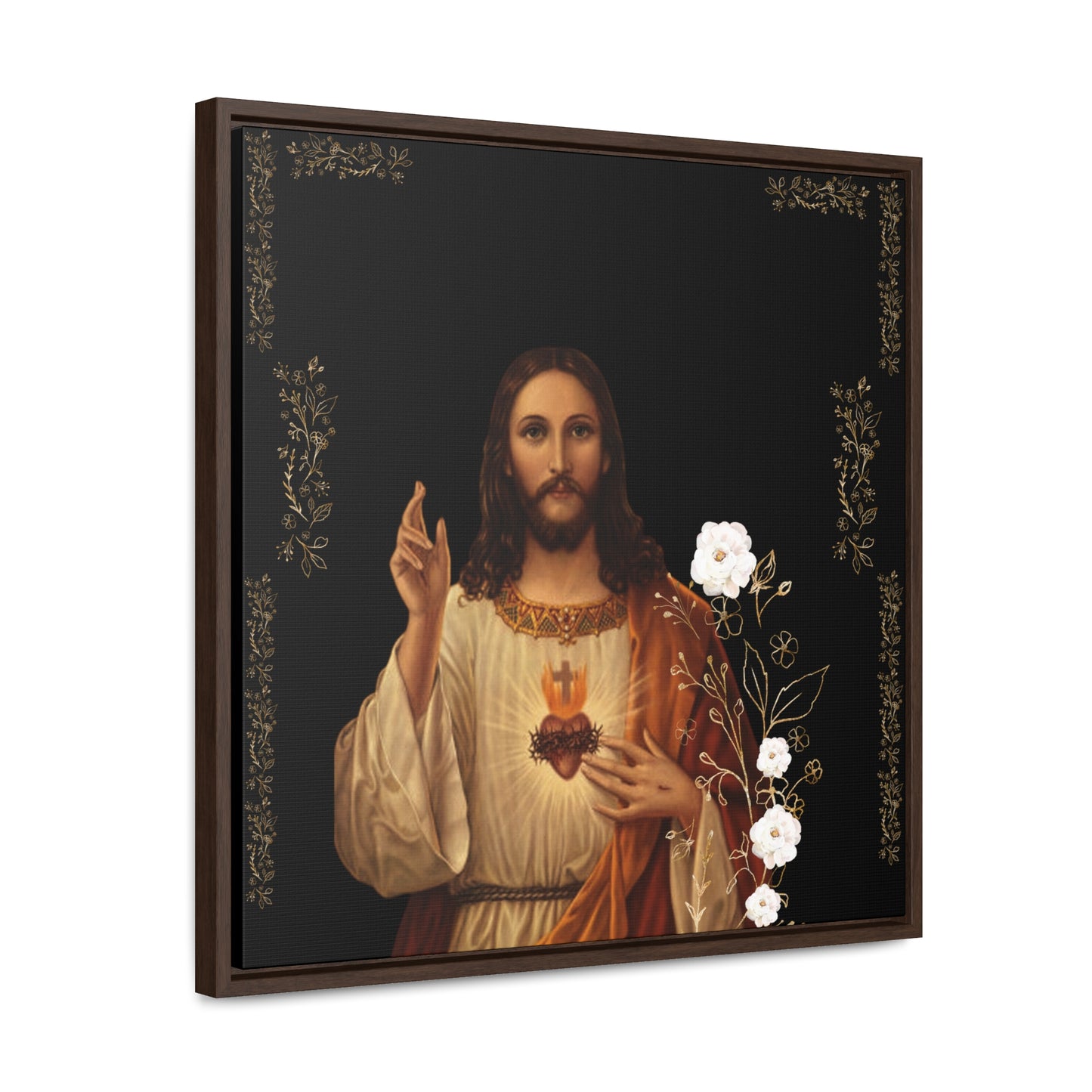 The Sacred Heart Of Jesus -White Roses
