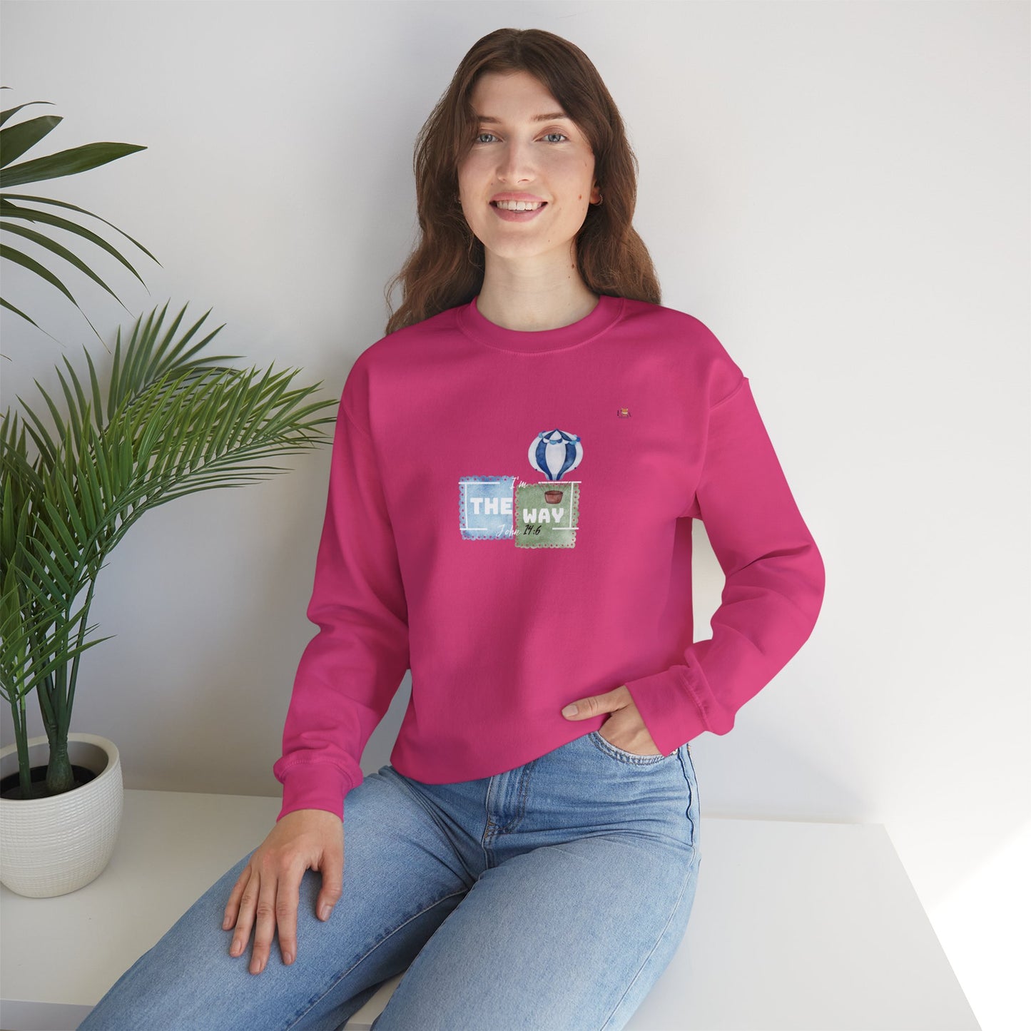 I Am The Way whit with Hot Air Balloons- Unisex Crewneck Sweatshirt
