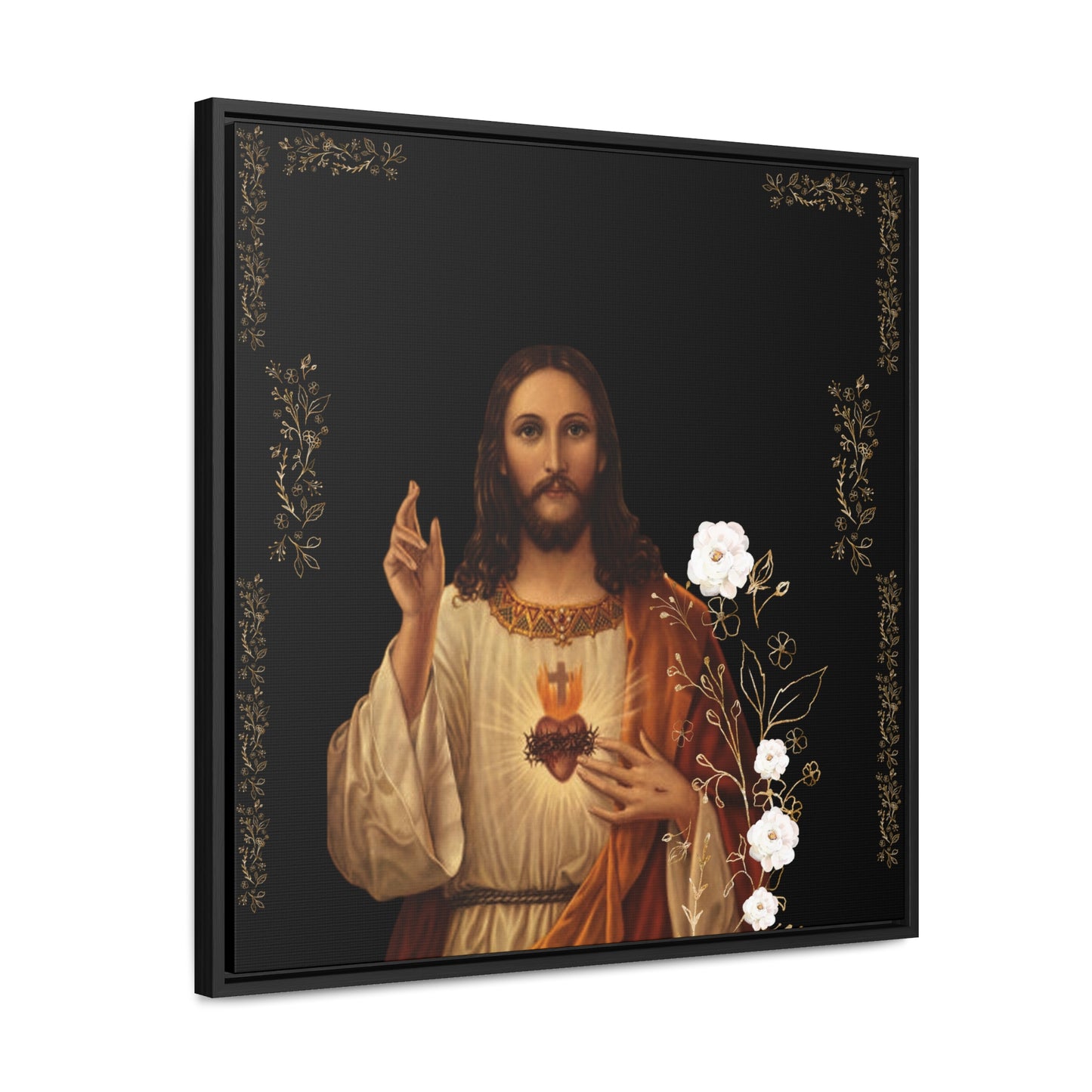 The Sacred Heart Of Jesus -White Roses