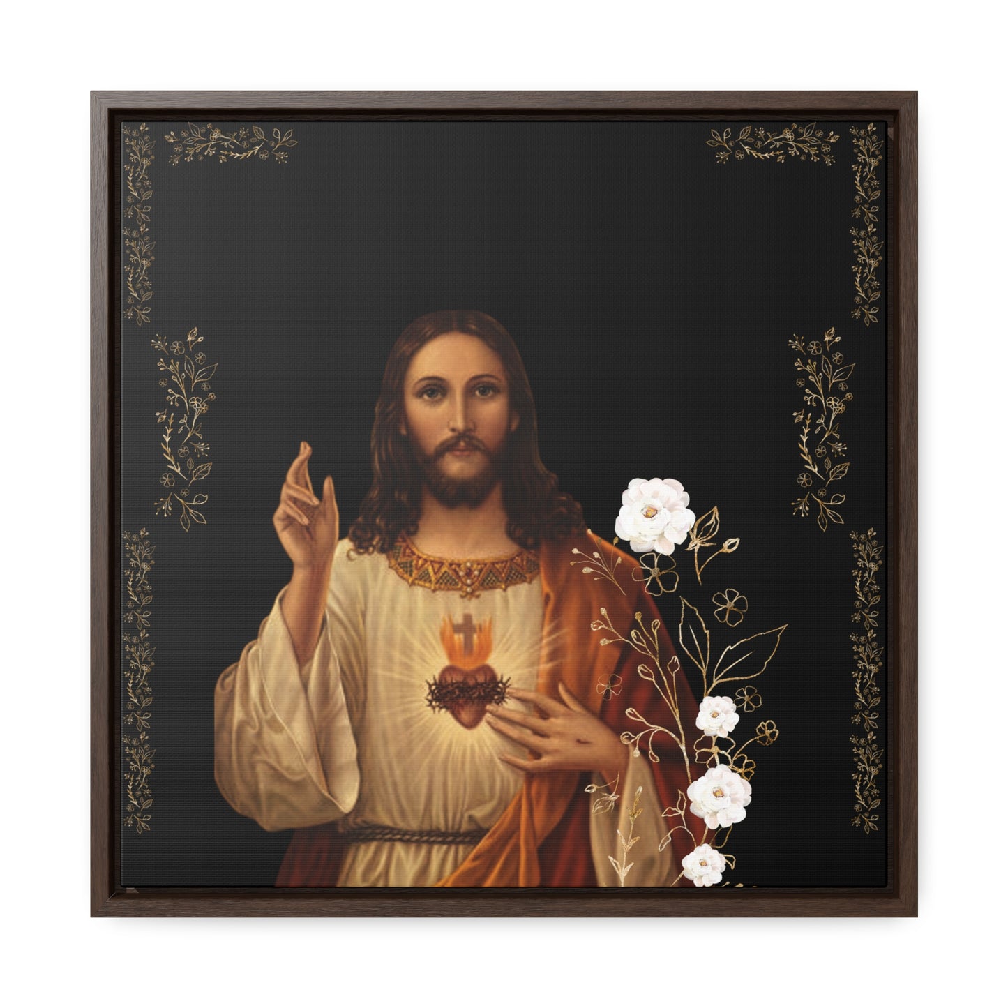 The Sacred Heart Of Jesus -White Roses