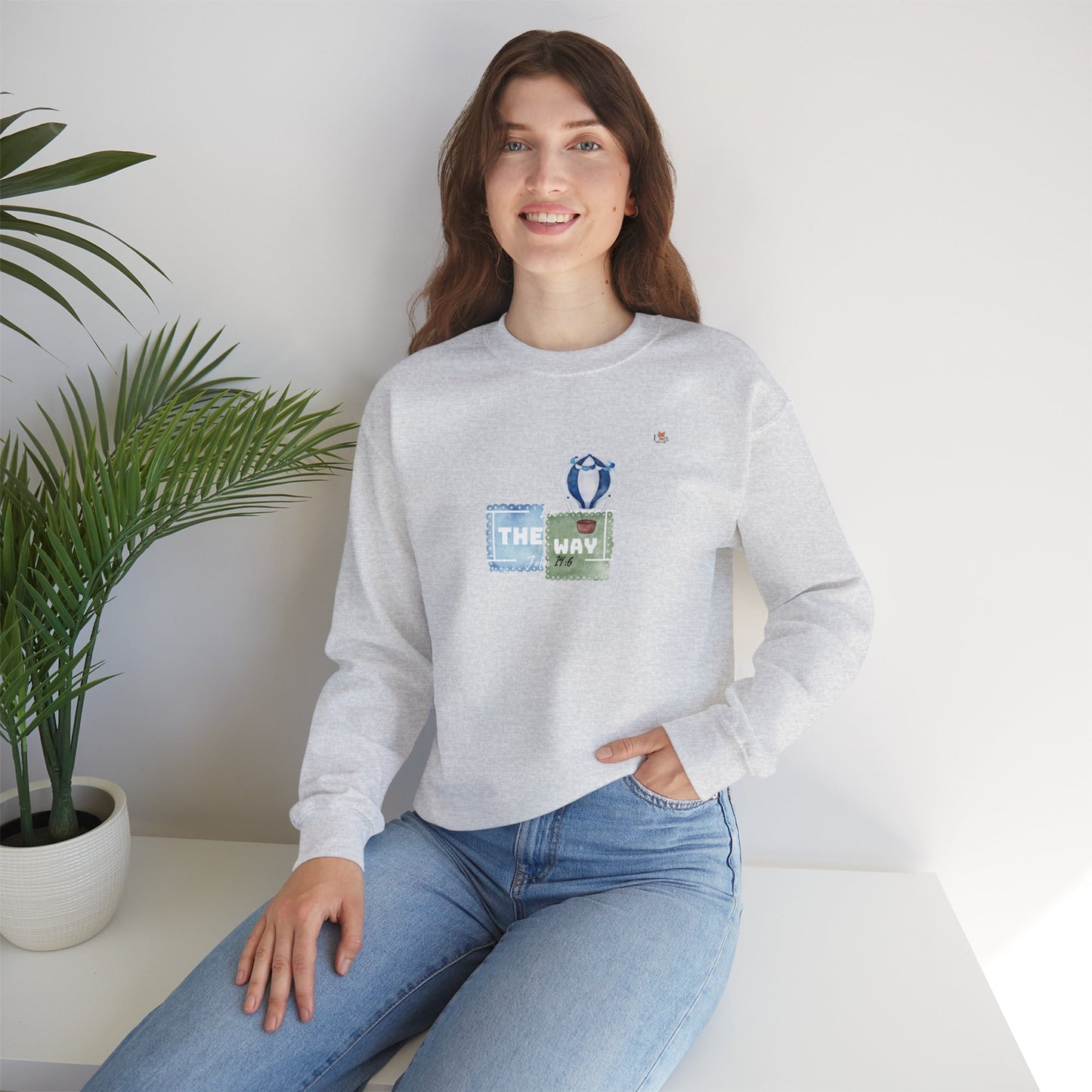 I Am The Way whit with Hot Air Balloons- Unisex Crewneck Sweatshirt