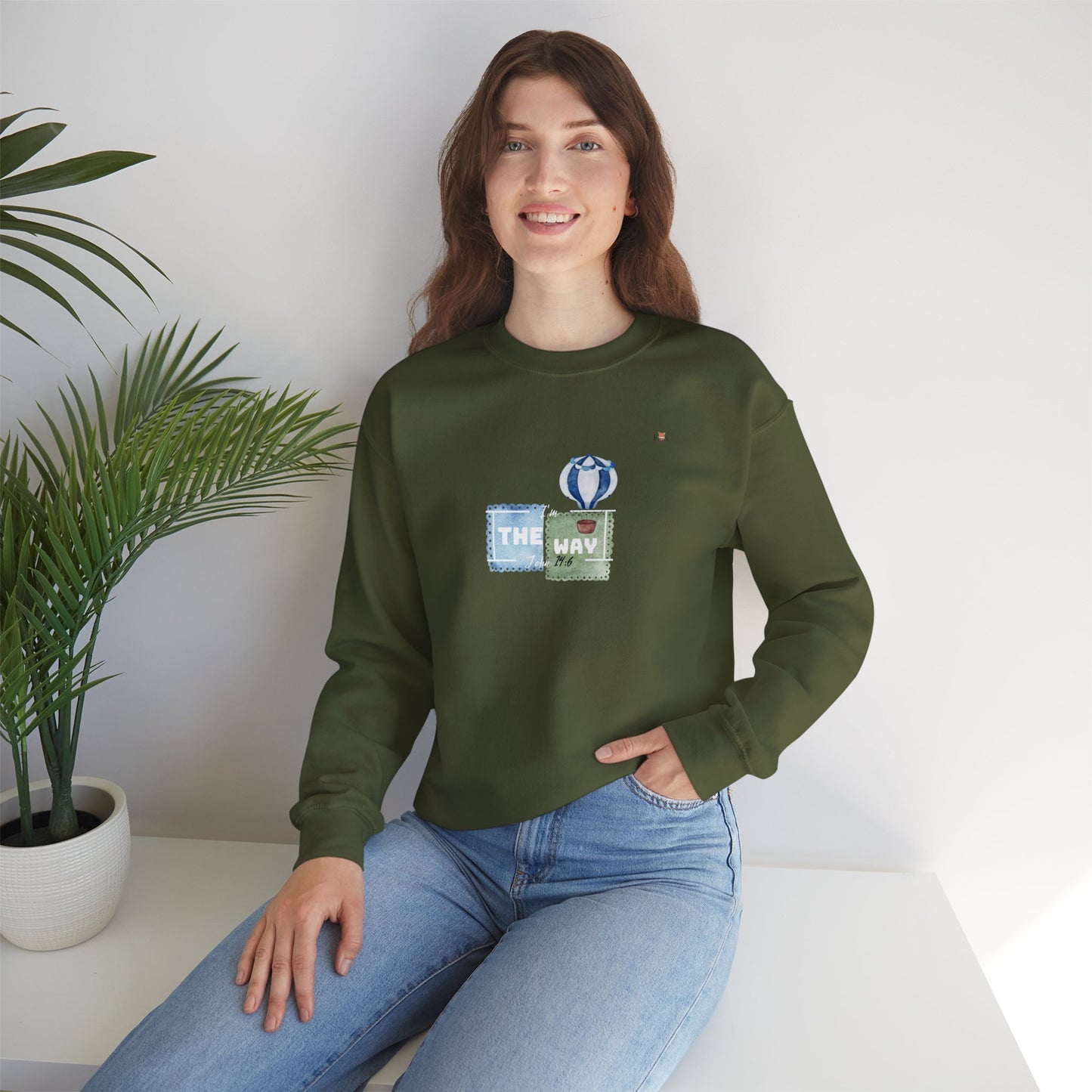 I Am The Way whit with Hot Air Balloons- Unisex Crewneck Sweatshirt