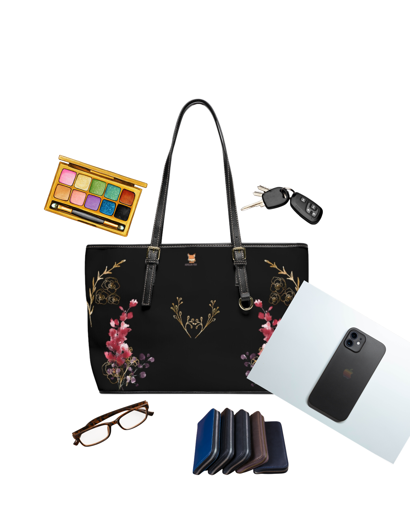 Flowereti 3 Gold Roses Collection Shoulder Bag