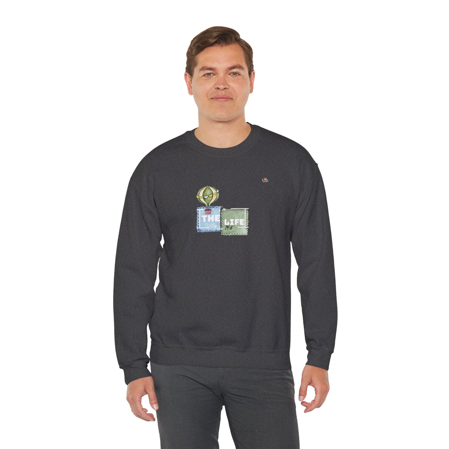 I Am The Life- Unisex  Dark Heather Crewneck Sweatshirt