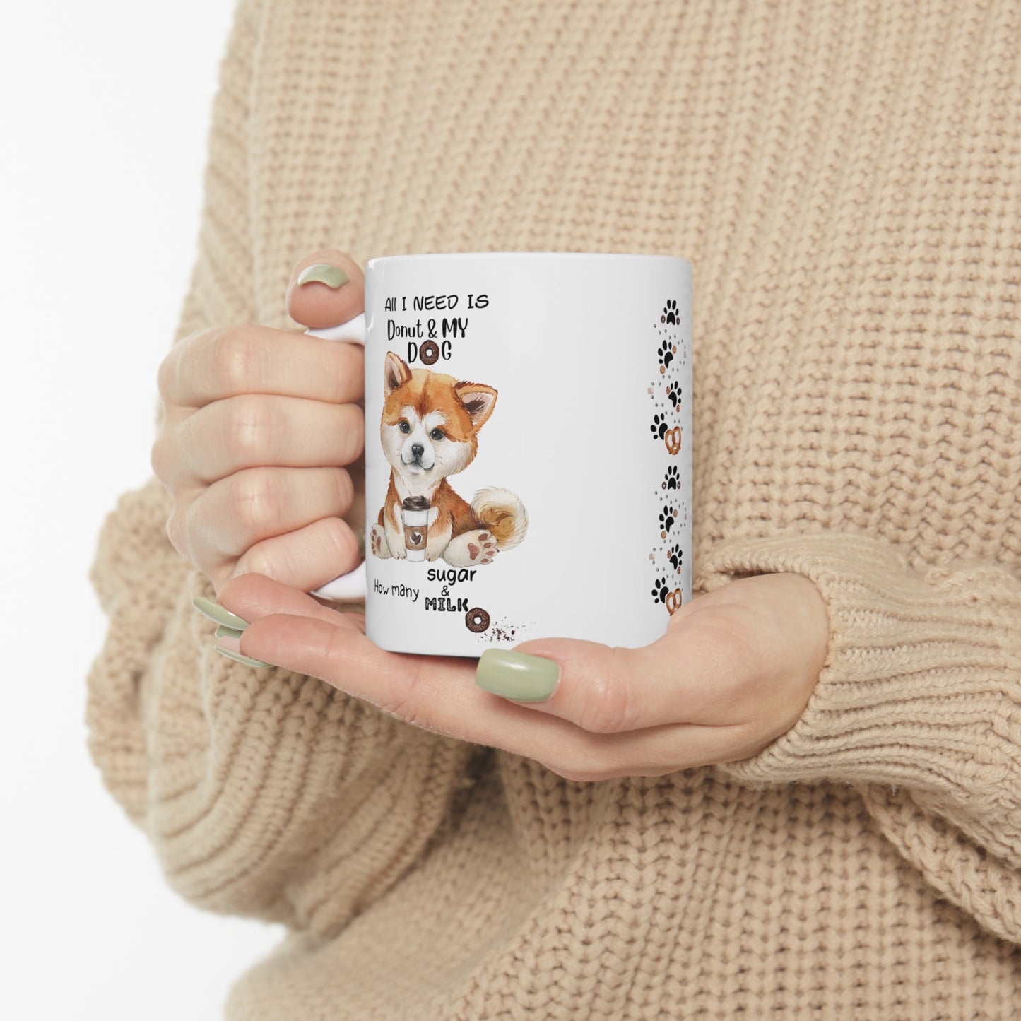 All i need is coffee and my dog - Akitalnu Ceramic Donut Mug 11oz