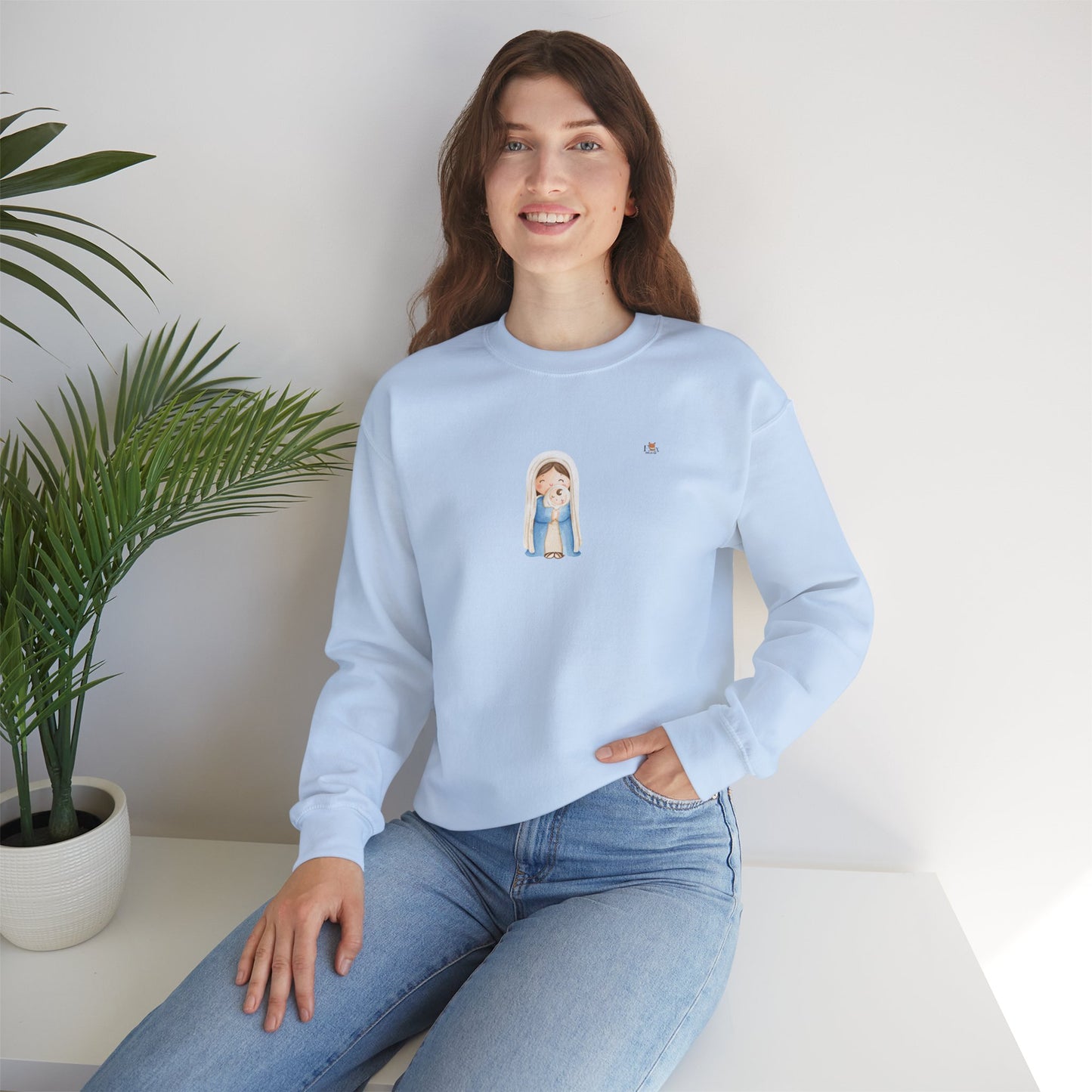 Mother Mary and Baby Jesus- Unisex Crewneck Sweatshirt