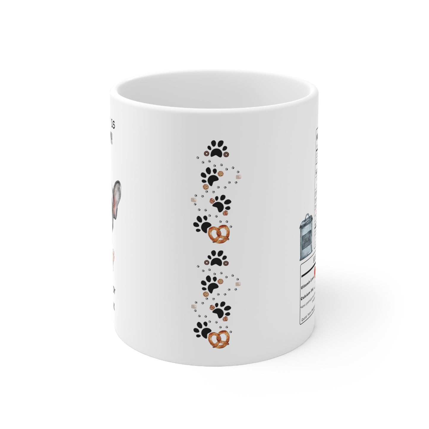 All i need is coffee and my dog - French Bulldog Black & White Ceramic Pretzel Mug 11oz