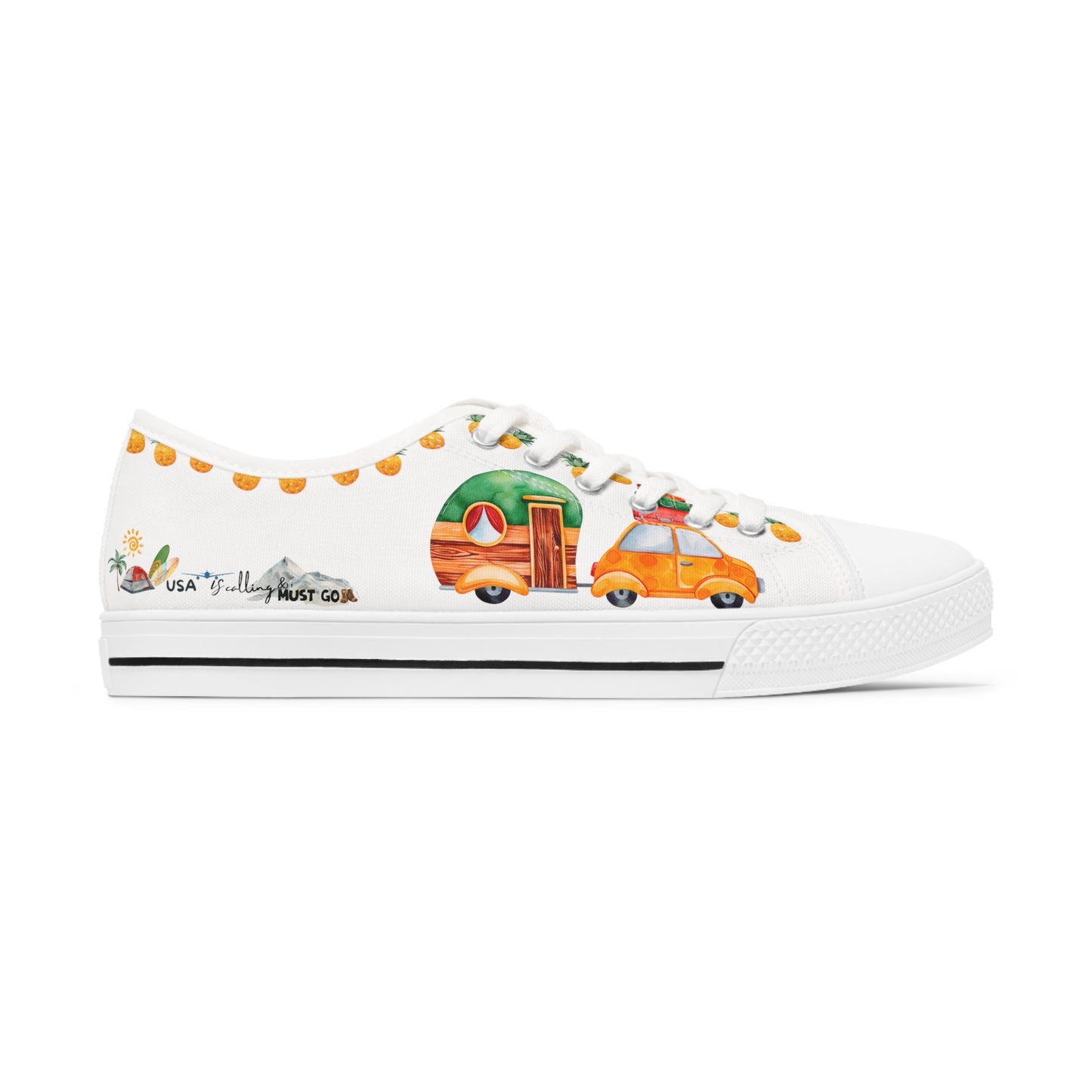 USA is calling & i must Go- Turtle Travel Edition - White Background Sneakers