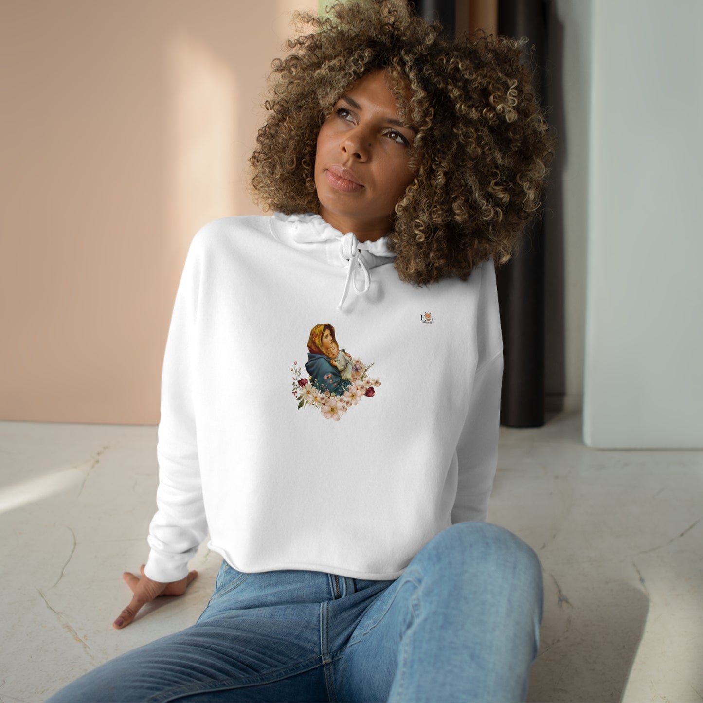 Mary and Baby Jesus-Crop Hoodie