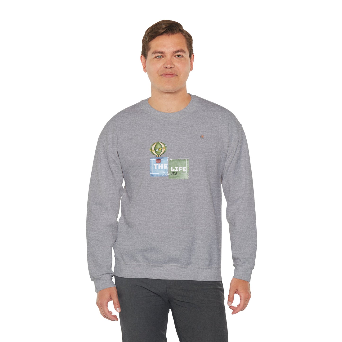 I Am The Life- Unisex  Dark Heather Crewneck Sweatshirt