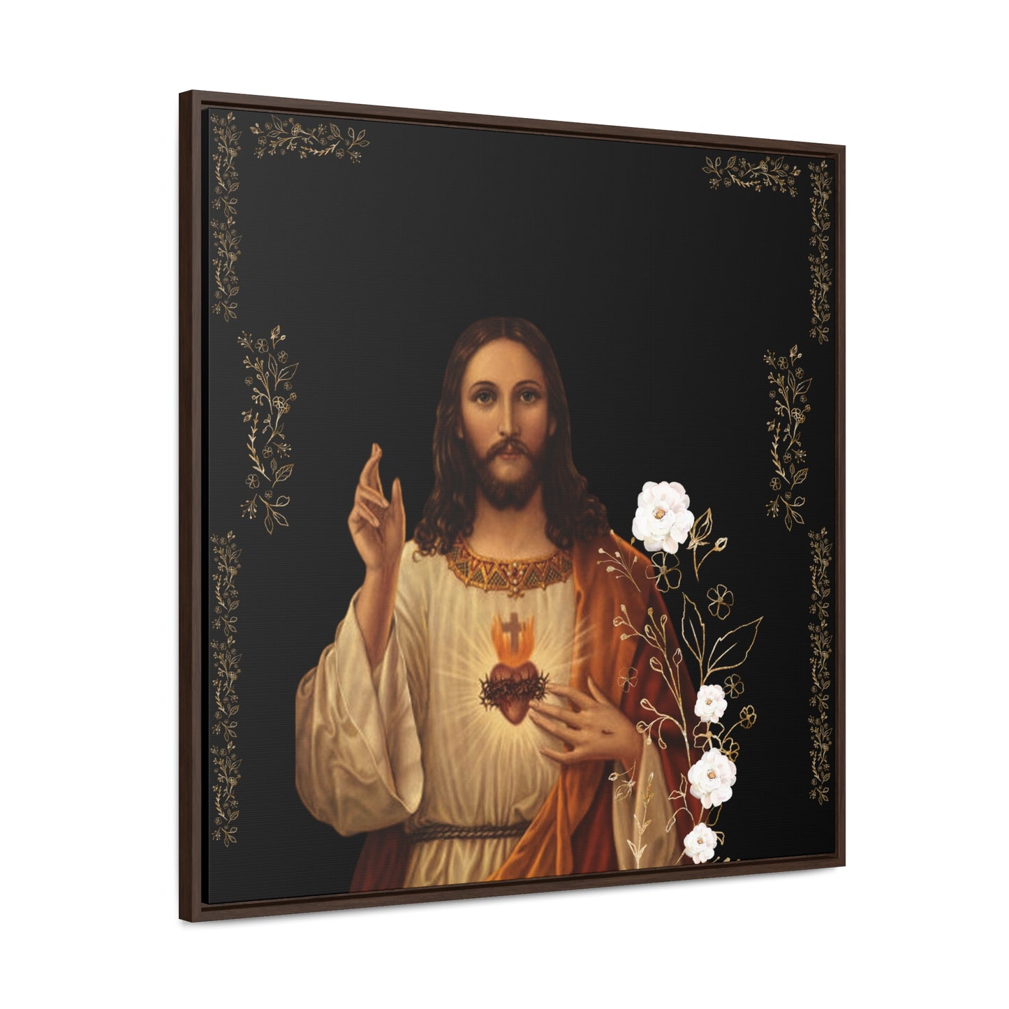 The Sacred Heart Of Jesus -White Roses