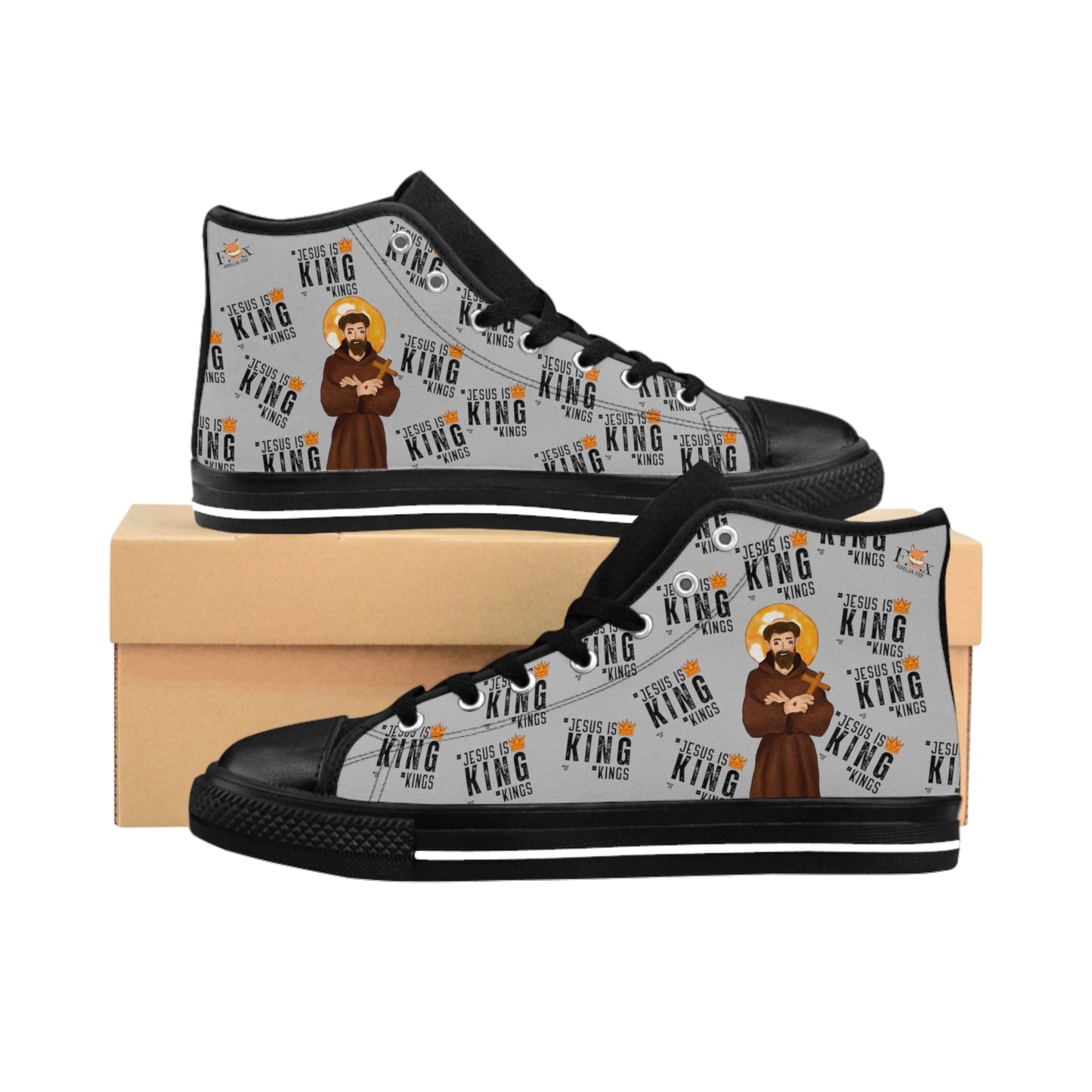 Men's High Top Sneakers -Saint Francis of Assisi [Hard and resistant toe protection on the top ]
