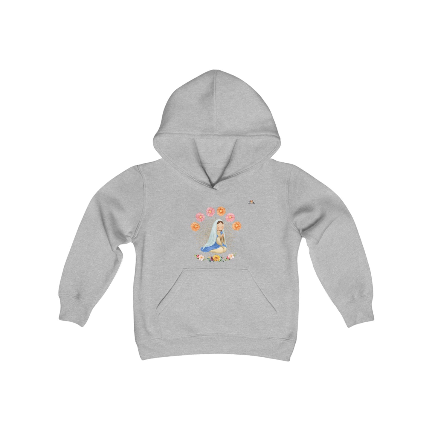 Mary Pray For Us & Flowers- Hooded Sweatshirt