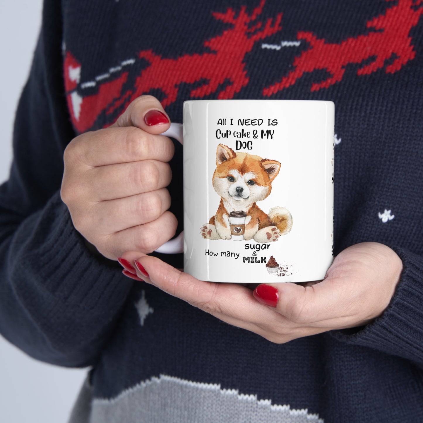 All i need is coffee and my dog - Akitalnu Ceramic Muffin Mug 11oz