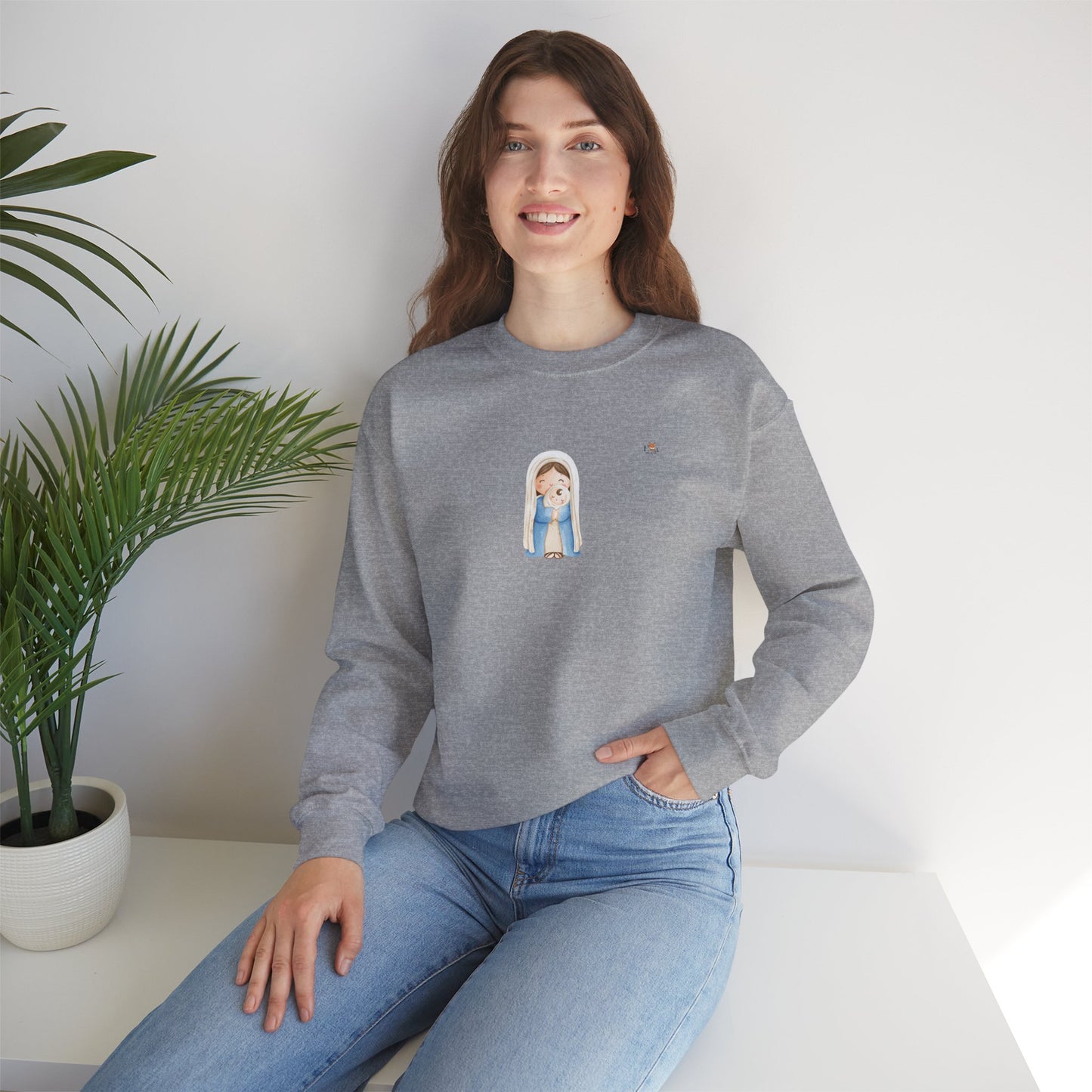 Mother Mary and Baby Jesus- Unisex Crewneck Sweatshirt