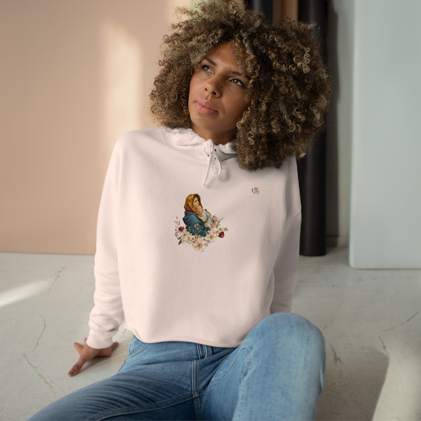 Mary and Baby Jesus-Crop Hoodie