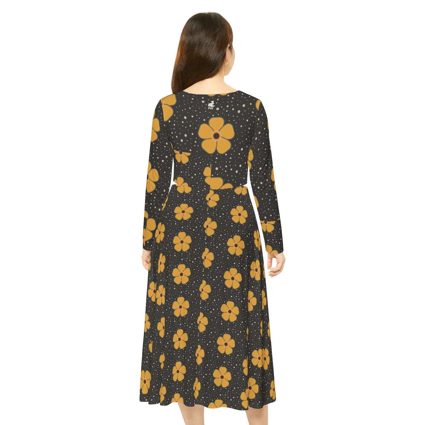 Black Dress Yellow Flowers-Long Sleeve Dress Collection