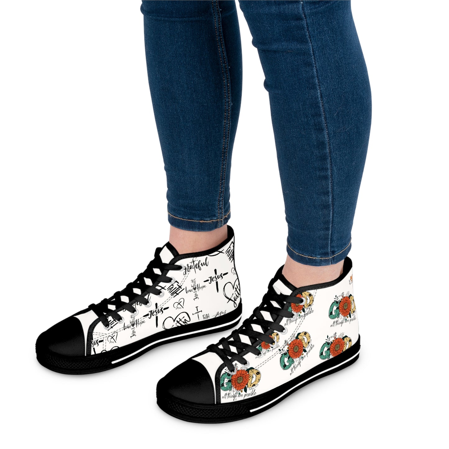 With God all things are possible -Women's High Top Sneakers