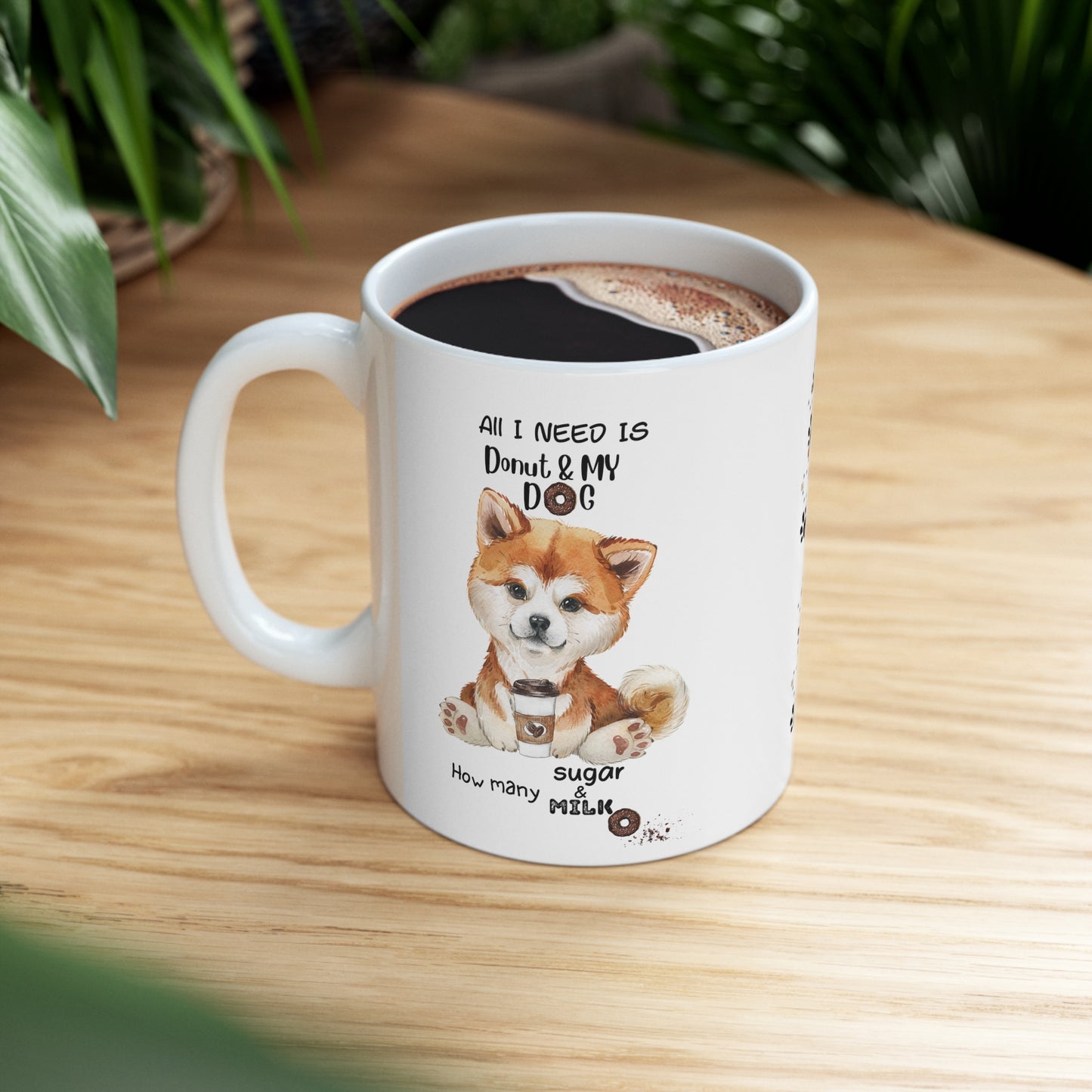 All i need is coffee and my dog - Akitalnu Ceramic Donut Mug 11oz