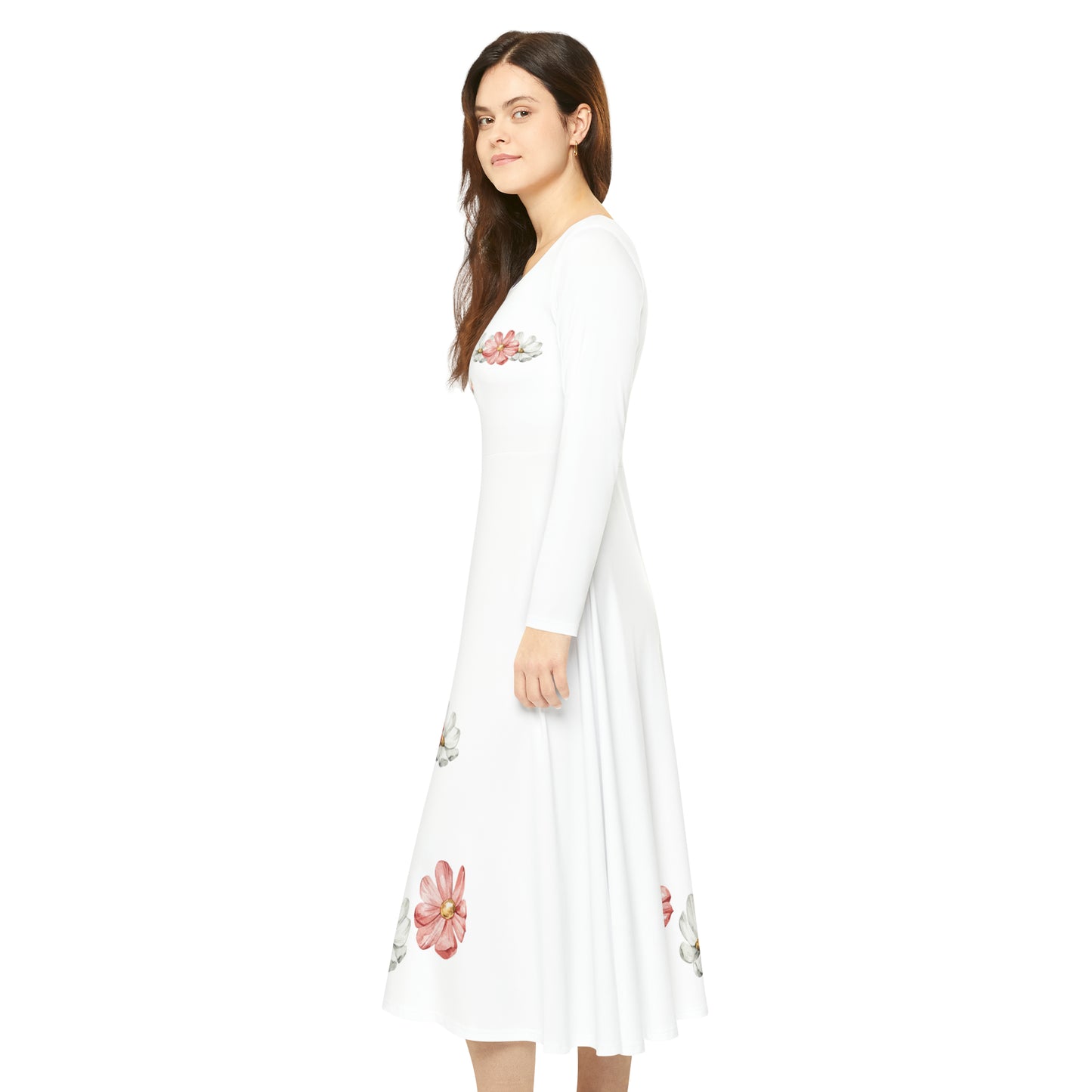 Holy Mary surrounded By Flowers  -Long Sleeve Dress Christian Collection