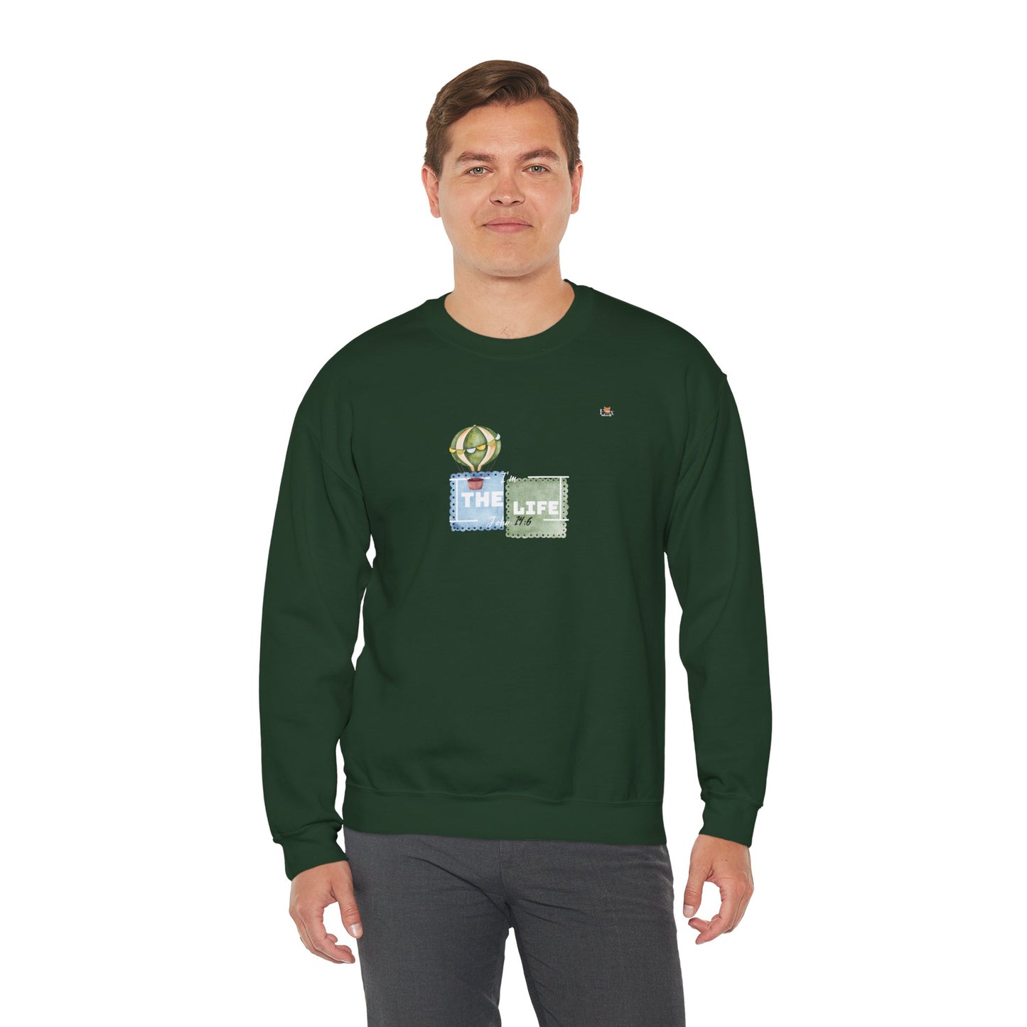 I Am The Life- Unisex  Dark Heather Crewneck Sweatshirt