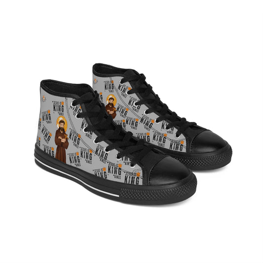 Men's High Top Sneakers -Saint Francis of Assisi [Hard and resistant toe protection on the top ]