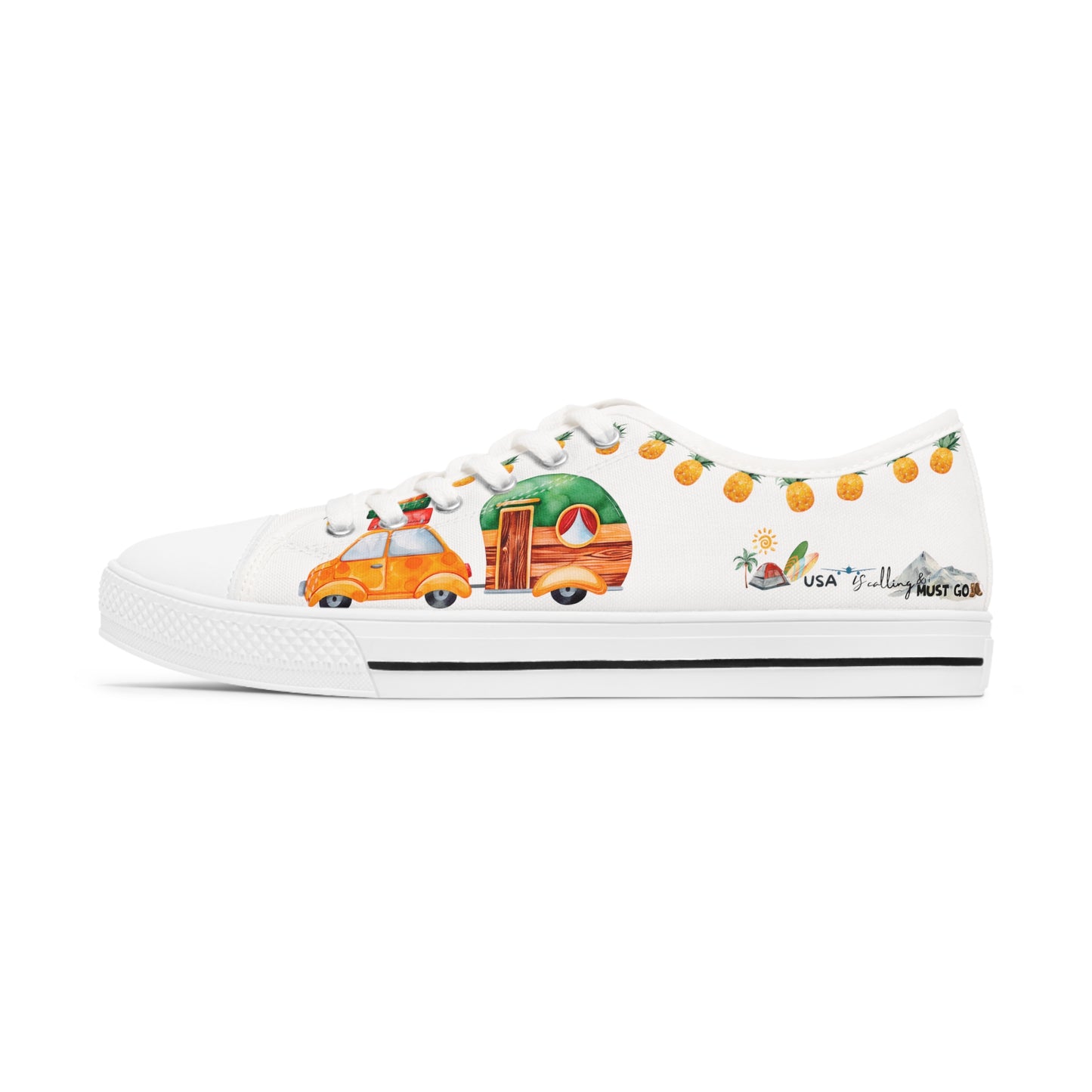 USA is calling & i must Go- Turtle Travel Edition - White Background Sneakers