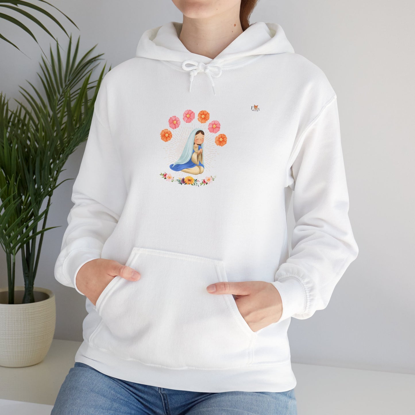 Mary Pray and Flowers-  Hoodie Sweatshirt