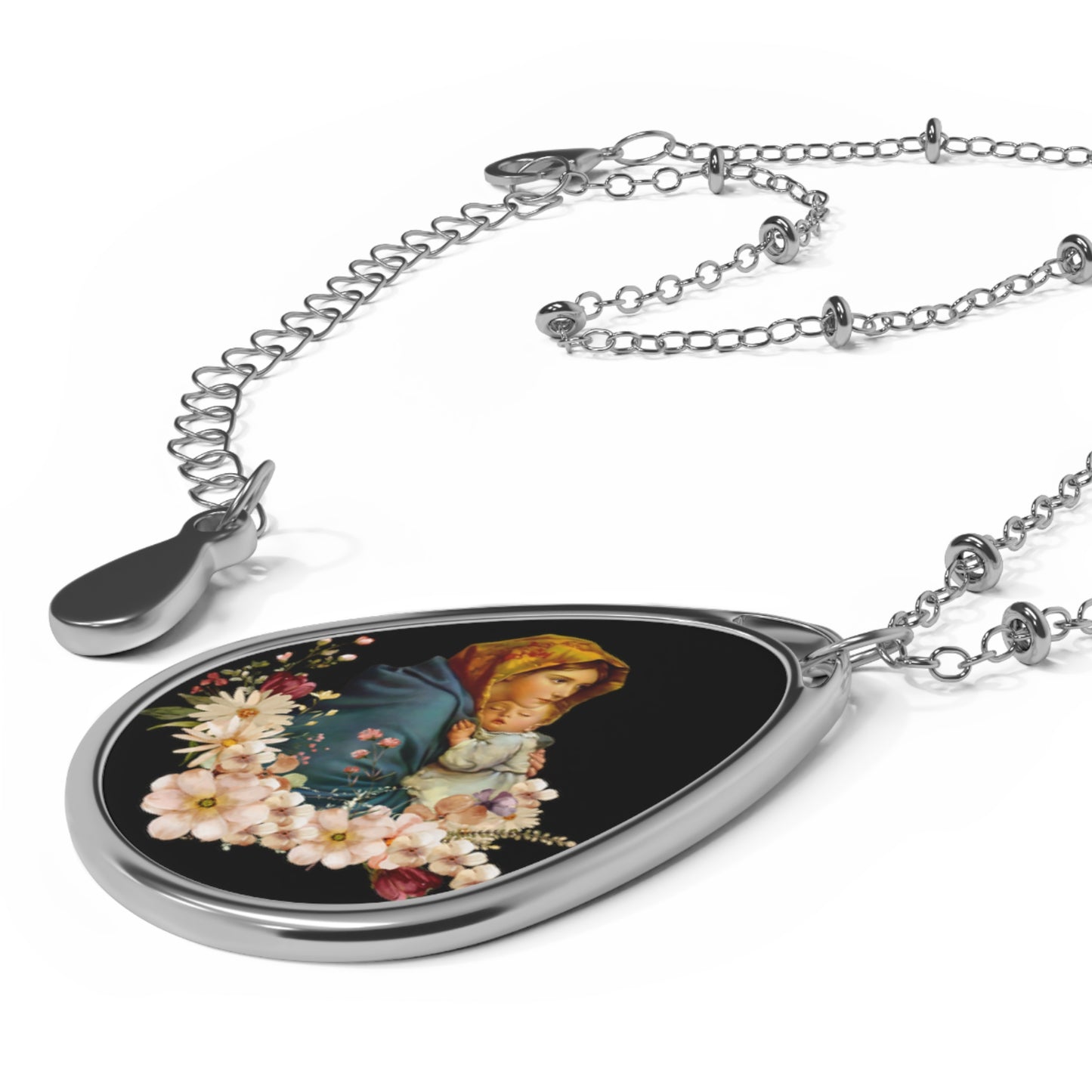 Mary and Bay Jesus- Oval Necklace