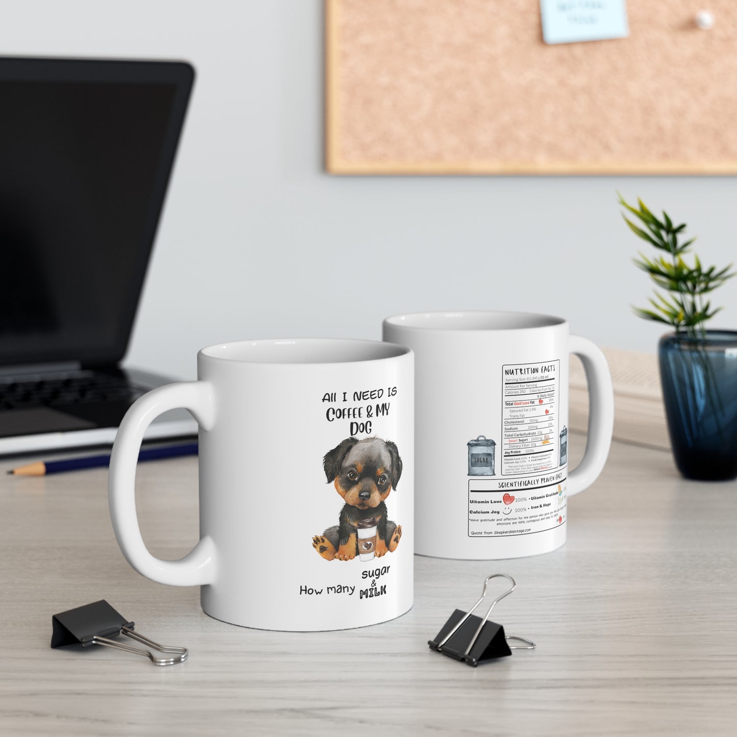 All i need is coffee and my dog - Rottweiler Ceramic Pretzel Mug 11oz