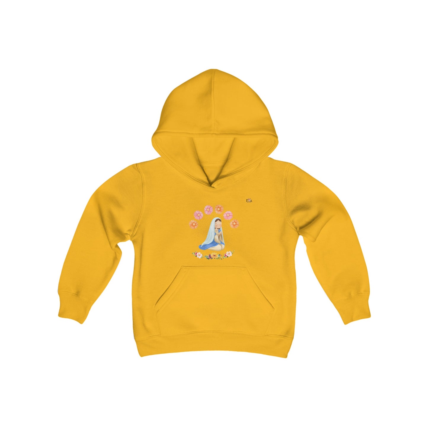 Mary Pray For Us & Flowers- Hooded Sweatshirt