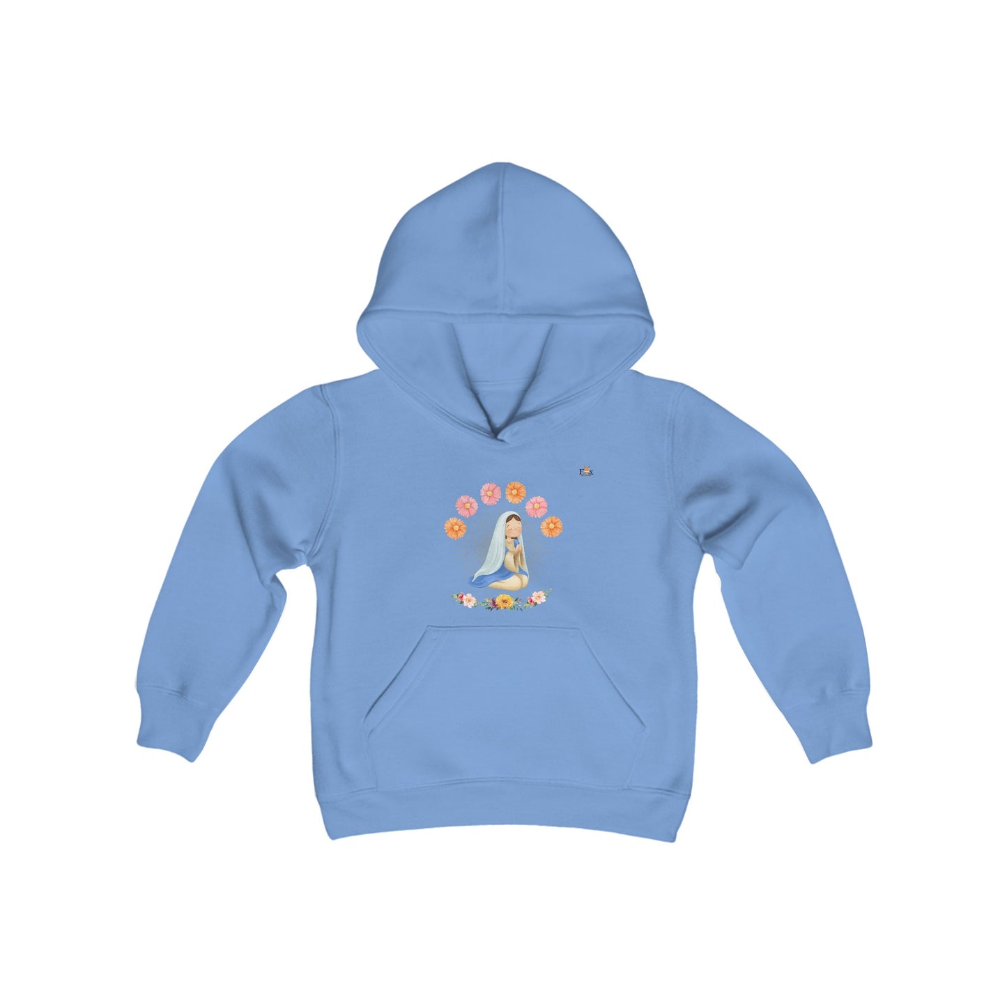 Mary Pray For Us & Flowers- Hooded Sweatshirt