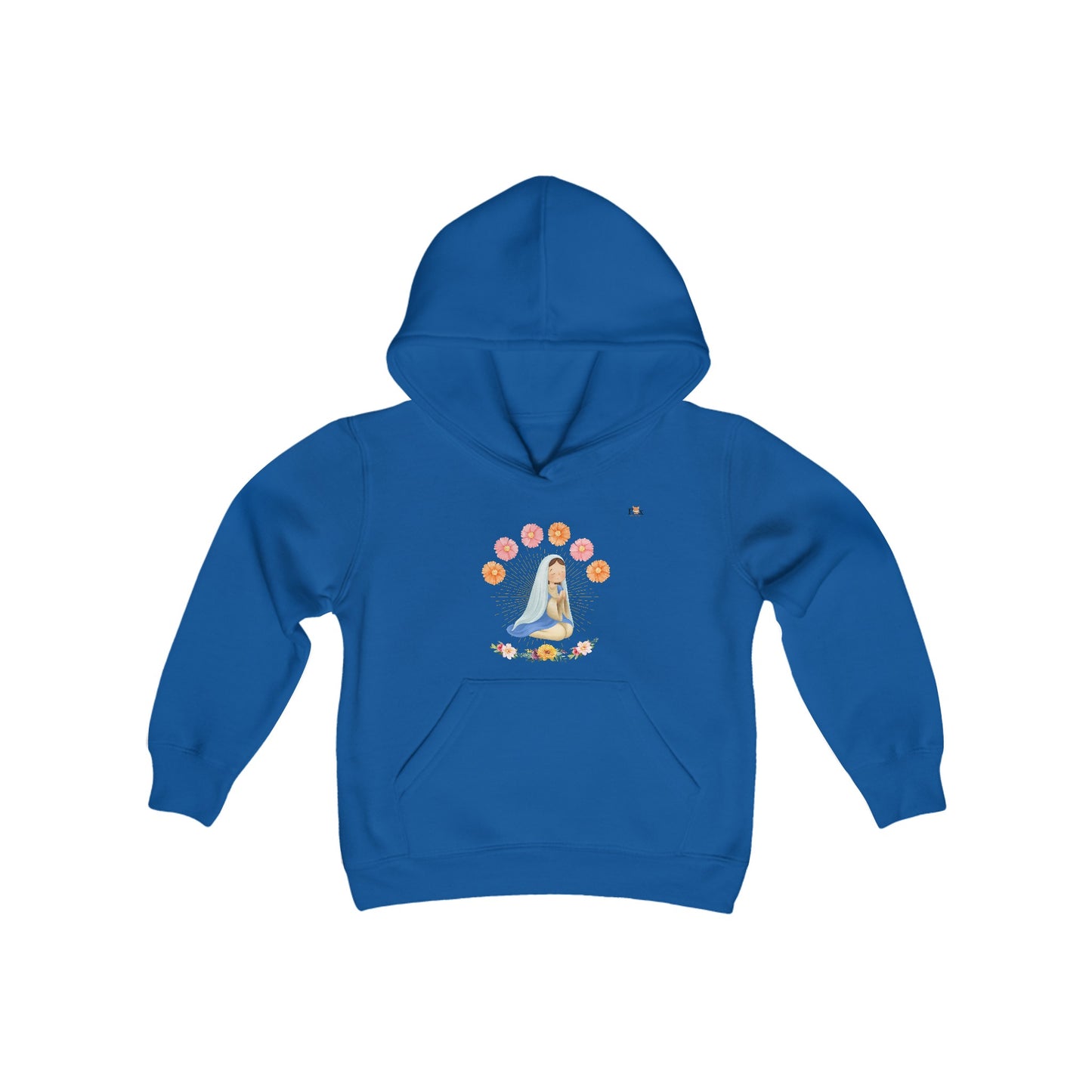 Mary Pray For Us & Flowers- Hooded Sweatshirt