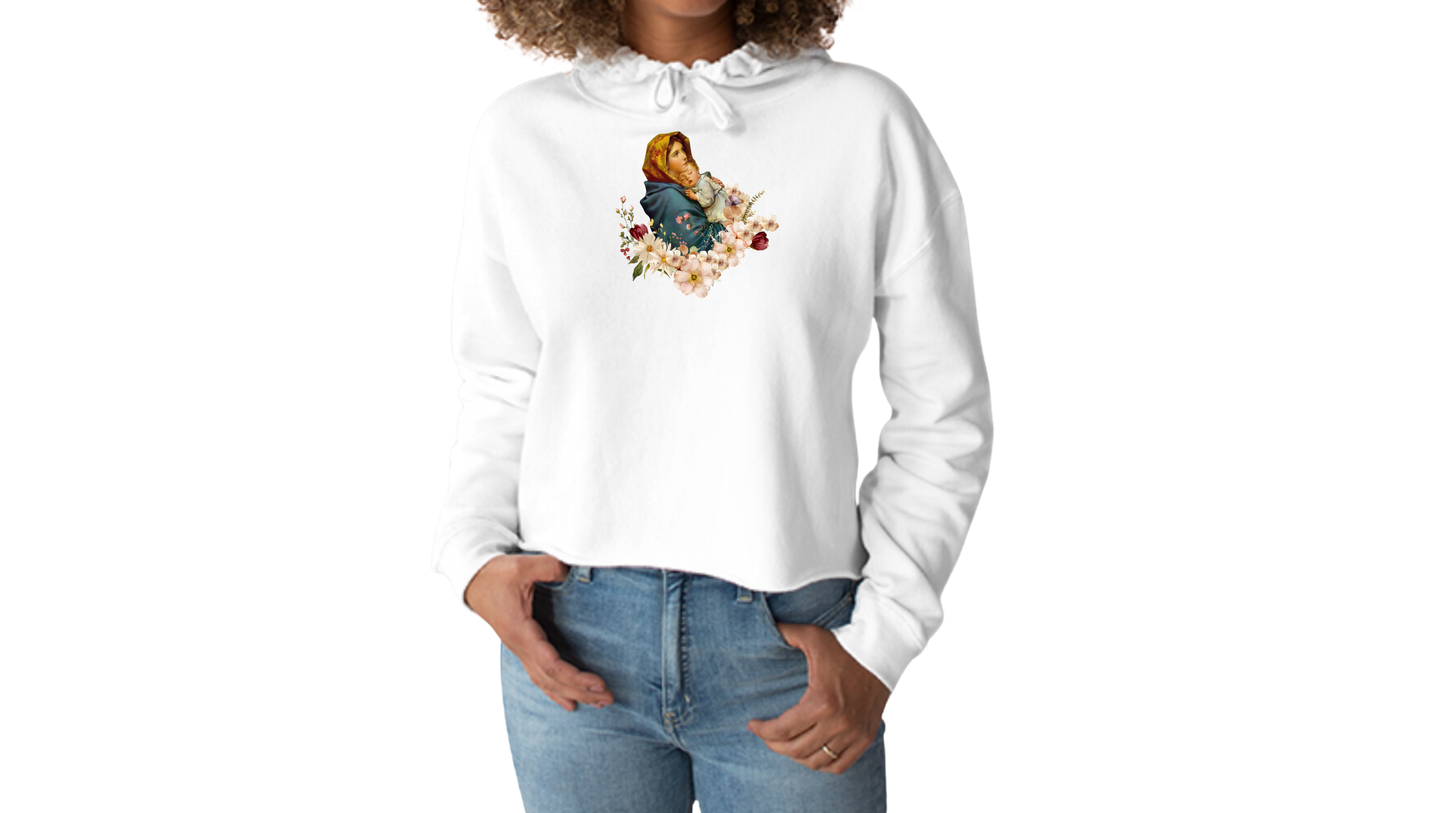 Mary and Baby Jesus-Crop Hoodie