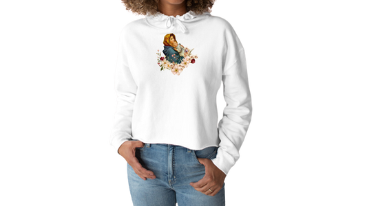 Mary and Baby Jesus-Crop Hoodie
